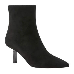 NEW ANN TAYLOR BLACK SCULPTURAL HEEL BOX SUEDE BOOTIE BOOTS SZ 7